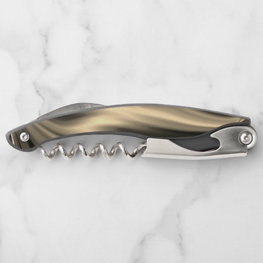 Bronze-golvingen op bruinbeige achtergrond kurkentrekker (Achterkant)