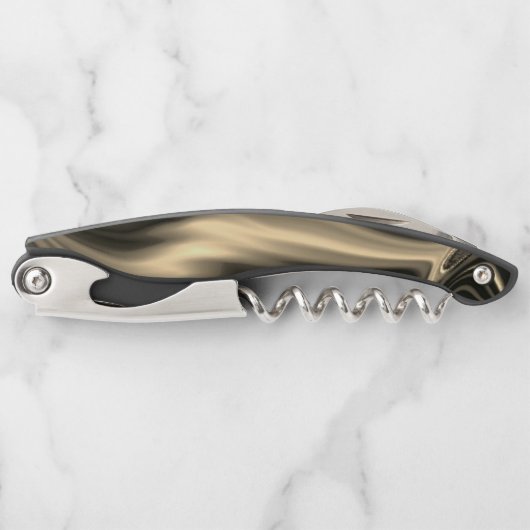 Bronze-golvingen op bruinbeige achtergrond kurkentrekker (Voorkant)