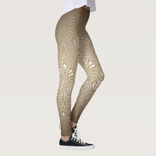 Bronze, goud, Art nouveau, art deco, , patent Leggings (Rechts)