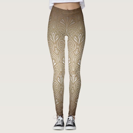 Bronze, goud, Art nouveau, art deco, , patent Leggings (Voorkant)