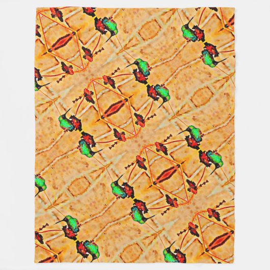 Bronze, gouden rode en paarse kolibrie fleece deken (Voorkant)
