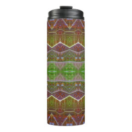 Bronze & Green Leaf Ikat 11 Thermosbeker