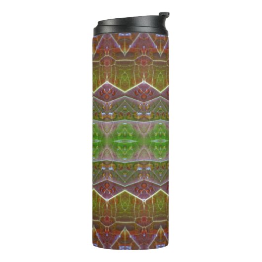 Bronze & Green Leaf Ikat 11 Thermosbeker (Gedraaid links)