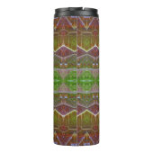 Bronze & Green Leaf Ikat 11 Thermosbeker (Achterkant)