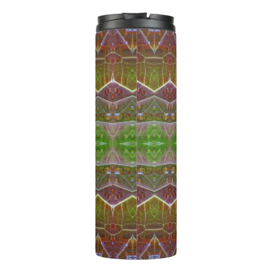 Bronze & Green Leaf Ikat 11 Thermosbeker (Achterkant)