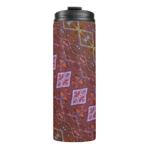 Bronze & Green Leaf Ikat 12 Thermosbeker