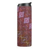 Bronze & Green Leaf Ikat 12 Thermosbeker (Gedraaid links)