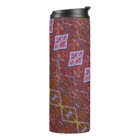 Bronze & Green Leaf Ikat 12 Thermosbeker (Gedraaid links)