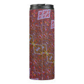 Bronze & Green Leaf Ikat 12 Thermosbeker (Achterkant)