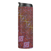 Bronze & Green Leaf Ikat 12 Thermosbeker (Geroteerd rechts)