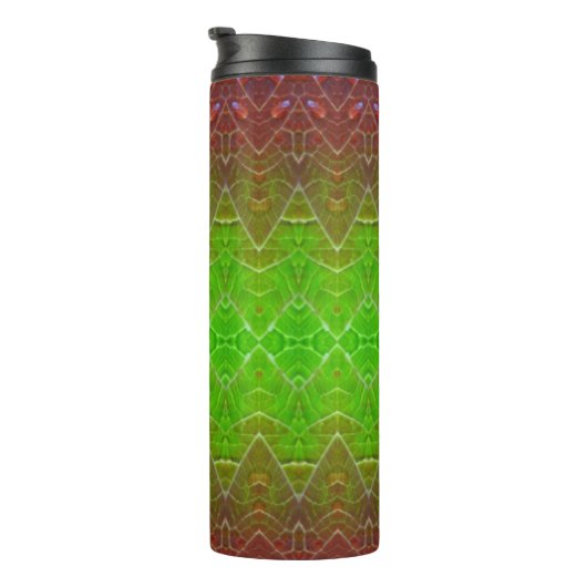 Bronze & Green Leaf Ikat 16 Thermosbeker (Geroteerd rechts)