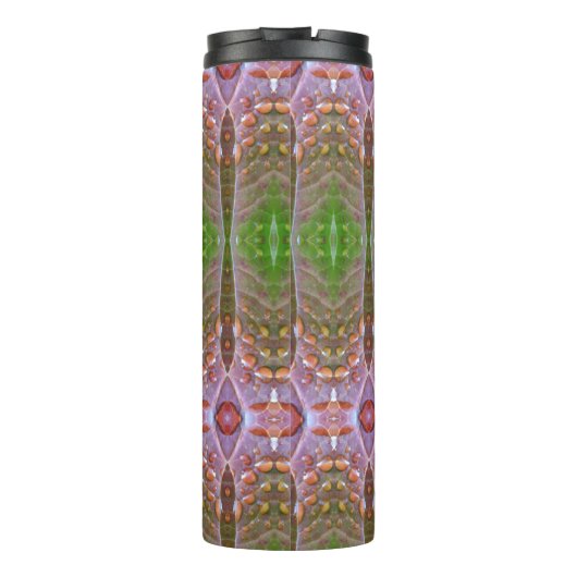 Bronze & Green Leaf Ikat 17 Thermosbeker (Achterkant)
