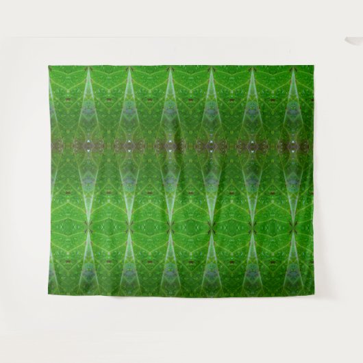 Bronze & Green Leaf Ikat 18 Wandkleed (Voorkant (horizontaal))