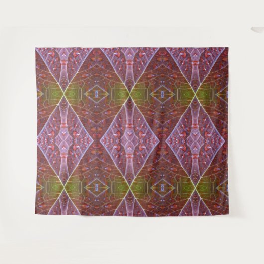 Bronze & Green Leaf Ikat 20 Wandkleed (Voorkant (horizontaal))