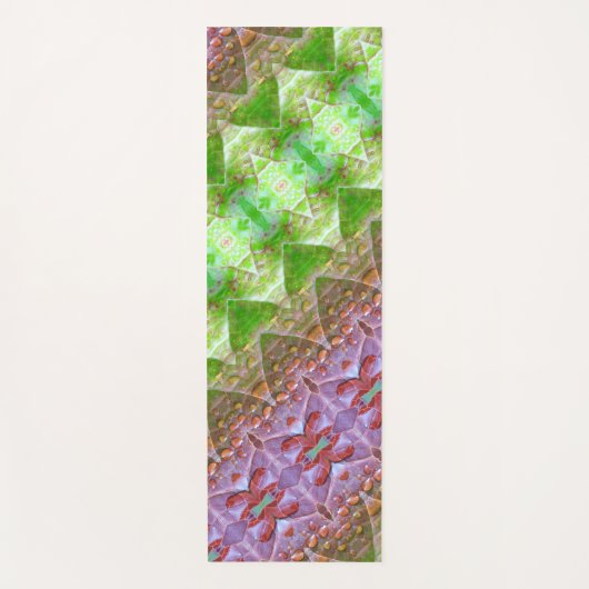 Bronze & Green Leaf Ikat 2 Pouf Angled Yogamat (Voorkant)