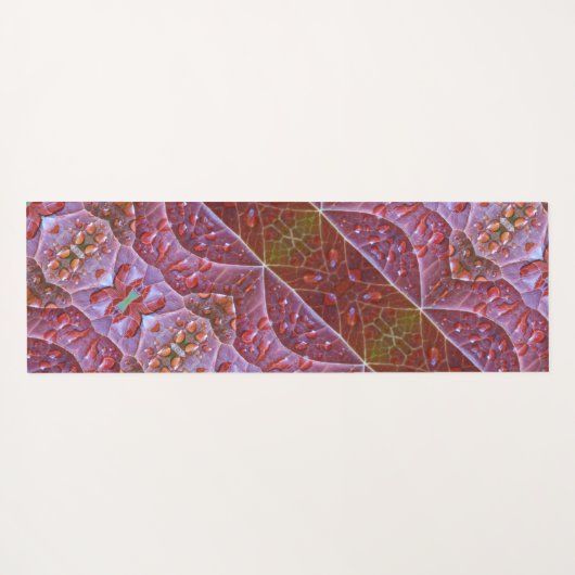 Bronze & Green Leaf Ikat 2 Pouf Angled Yogamat (Achterkant (horizontaal))