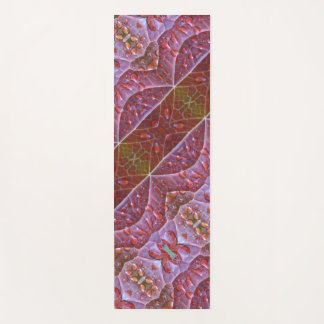 Bronze & Green Leaf Ikat 2 Pouf Angled Yogamat