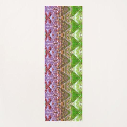 Bronze & Green Leaf Ikat 2 pouf Long Ways Yogamat (Voorkant)