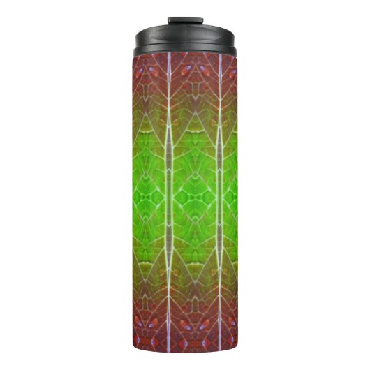 Bronze & Green Leaf Ikat 2 Pouf Thermosbeker (Voorkant)