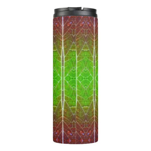 Bronze & Green Leaf Ikat 2 Pouf Thermosbeker (Achterkant)