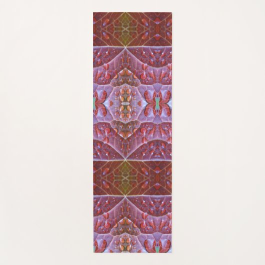 Bronze & Green Leaf Ikat 2 Pouf Yogamat (Voorkant)