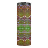 Bronze & Green Leaf Ikat 3 Pouf Thermosbeker (Achterkant)