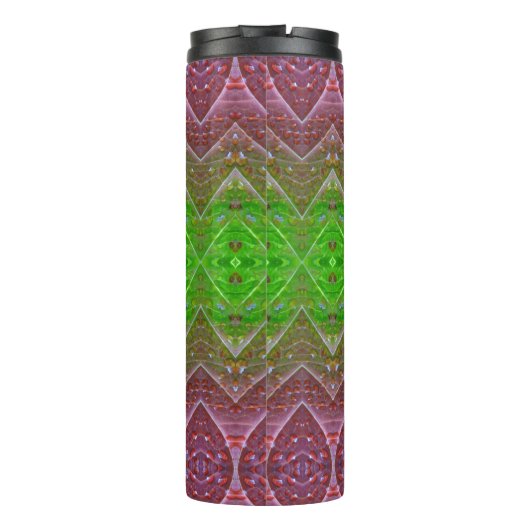 Bronze & Green Leaf Ikat 7 Thermosbeker (Achterkant)