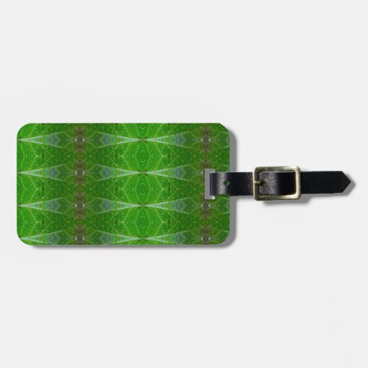 Bronze & Green Leaf Ikat Pouf Bagagelabel (Voorkant horizontaal)