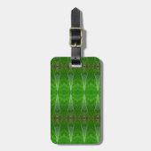 Bronze & Green Leaf Ikat Pouf Bagagelabel (Voorkant verticaal)