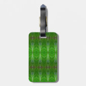 Bronze & Green Leaf Ikat Pouf Bagagelabel (Achterkant verticaal)