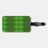 Bronze & Green Leaf Ikat Pouf Bagagelabel (Achterkant horizontaal)