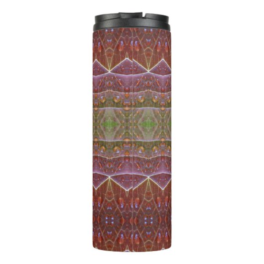 Bronze & Green Leaf Ikat Zen Thermosbeker (Achterkant)