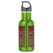 Bronze & Green Leaf Ikat Zen Waterfles (Achterkant)