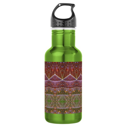 Bronze & Green Leaf Ikat Zen Waterfles (Voorkant)