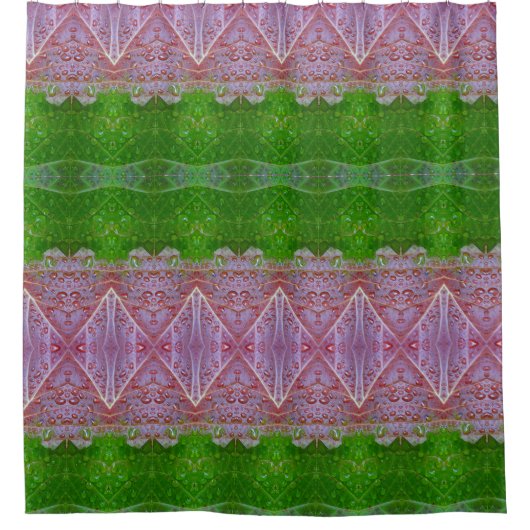 Bronze & Green Leaves Ikat Douchegordijn (Voorkant)