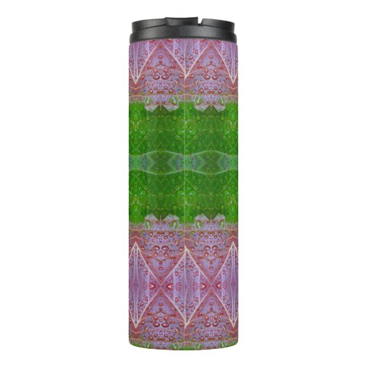 Bronze & Green Leaves Ikat Thermosbeker (Achterkant)