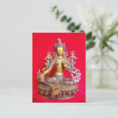 BRONZE GREEN TARA STATUT ANCIENT TIBET BRIEFKAART (Staand voorkant)
