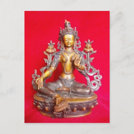 BRONZE GREEN TARA STATUT ANCIENT TIBET BRIEFKAART (Voorkant)