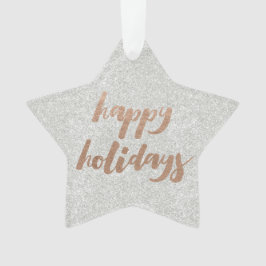 Bronze Happy Holidays Script Xmas Tree Ornament