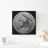 Bronze Jesus Christ Sculpture Latin Text Vierkante Klok (Huis)