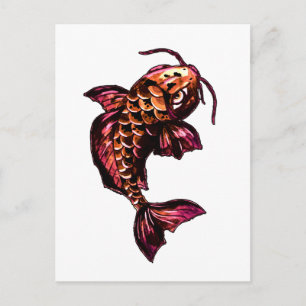Bronze Koi Karp Fish Tattoo Briefkaart