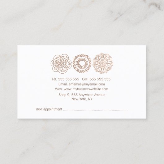 Bronze Lace Spray Tanning Beauticiekaarten Afsprakenkaartje (Achterkant)