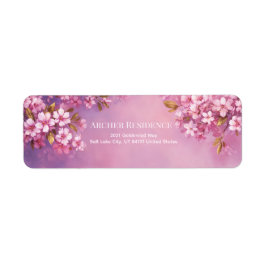 Bronze Leaf Violet Watercolor Cherry Blossom Etiket