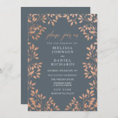 Bronze Leaves Border Huwelijksuitnodiging Kaart (Voorkant / Achterkant)