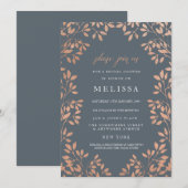 Bronze Leaves Border Vrijgezellenfeest Uitnodigen Kaart (Voorkant / Achterkant)