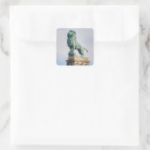 Bronze Lion Statue Vierkante Sticker (Tas)