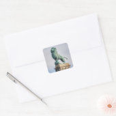 Bronze Lion Statue Vierkante Sticker (Envelop)