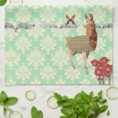 Bronze Llama & Butterfly Mint Julep Damask Theedoek (Gevouwen)