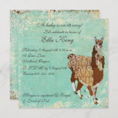 Bronze Llamas Baby Uitnodiging (Voorkant / Achterkant)