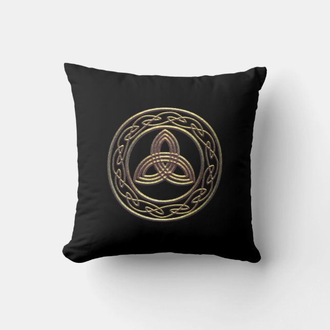 Bronze look Trinity Metallic Celtic Knot Pillow Kussen (Voorkant)